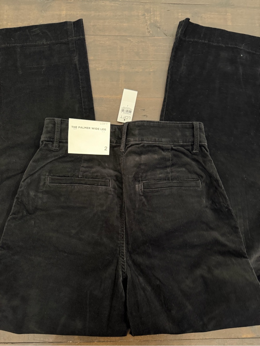 LOFT Black Corduroy Wide-Leg Pants